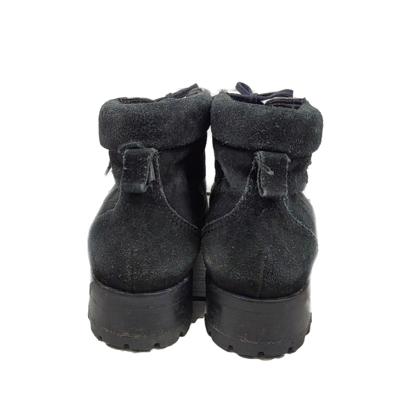 Talbots Iceland EUC Womens 7 Black Suede Lace Up Bombat Boots - Picture 7 of 10
